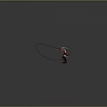 Dynamic Game Movie Character In Red Armor Swinging Rope Weapon On Dark Background