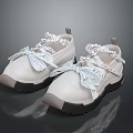 Stylish Decorative Casual Shoes With White Transparent Upper Bowknot Pearls Rhinestones And Black Thick Sole