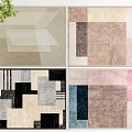 Stylish Square Rugs With Geometric Patterns And Various Color Combinations 3d model