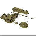 Green Vegetated Terrain Scene Components With Model Landscape Details And Pieces