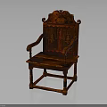 Antique Wooden Chair With Carved Details Ornate High Backrest And Armrests