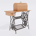 Industrial Equipment Singer Model With Black Iron Frame Wooden Tabletop And Brown Cover