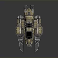 Futuristic Sci-Fi Spaceship 3D Model With Metallic Texture And Sharp Engines