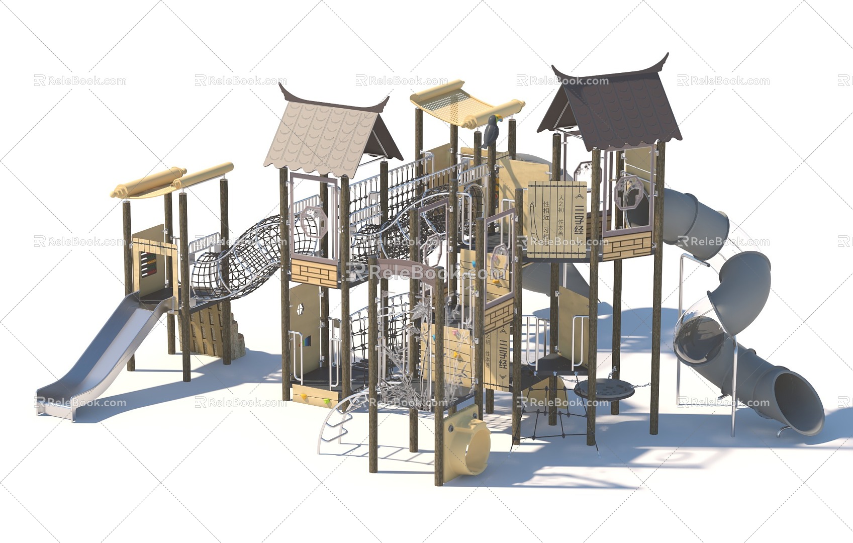 Observation deck slide combination slide crawl amusement park children's playground amusement park amusement sketch 3d model