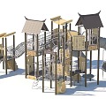 Observation deck slide combination slide crawl amusement park children's playground amusement park amusement sketch 3d model