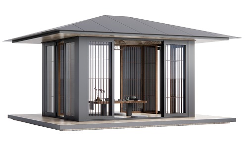 Japanese-style pavilion 3d model