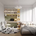 Cozy Bright Kids Room Interior With Study Desk Bed Toys And Bookshelf