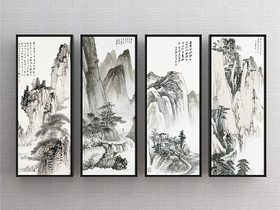 New Chinese Landscape Painting Black and White Living Room Landscape model