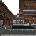 Traditional Chinese Ancient Architecture With Multi Story Pavilion Tiled Roofs And Wooden Courtyard
