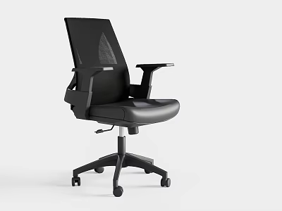 Ergonomic Black Office Chair With Mesh Back Adjustable Armrests And Swivel Wheels 3d model