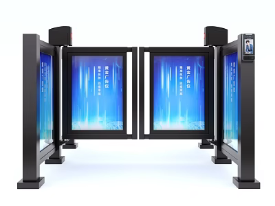 Smart Double Doors Access Control System With Digital Display And Black Frame 3d model