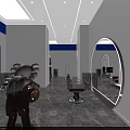 Stylish Modern Blue And White Beauty Hair Salon Interior Design With Professional Styling Chairs
