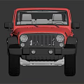 Stylish Red Convertible Jeep Style Car With Removable Top Black Bumpers And Gray Seats