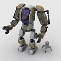 Building Blocks Robot With Brown And Gray Mechanical Arms Weapon And Small Spider Figure