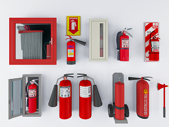 Modern fire extinguisher fire extinguisher fire fighting equipment combination 3d model