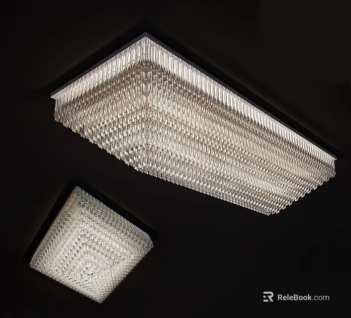 Modern Crystal Chandeliers With Square Layered Design For Luxury Ceiling Lighting Decoration 3d model 