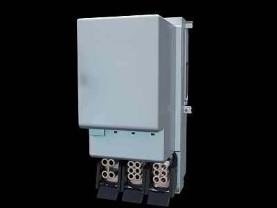 Industrial Electrical Control Equipment With White Enclosure And Multiple Connection Ports 3d model