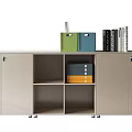 Modern Bookcase Design With Cabinets Open Compartments Colored Folders And Books 3d model