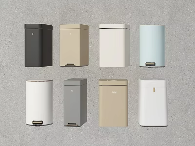 Modern Pedal Bins In Various Colors For Home Bathroom And Kitchen Use 3d model