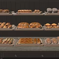 Delicious Fresh Assorted Bread on Bakery Display Shelves with Various Types