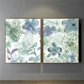 Watercolor Botanical Paintings With Soft Green Blue Purple Floral Patterns For Wall Decor