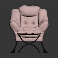Cozy Pink Single Sofa With Plush Padded Cushions And Matching Ottoman On Black Metal Legs