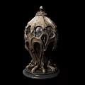 Artistic Decorative Ornament Set With Intricate Carved Design And Black Base