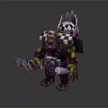 Fantasy Orc Game Character With Green Skin Spiked Helmet And Armored Body Clutching Sharp Weapon