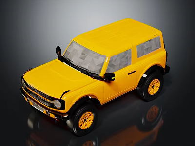 Yellow Off-Road SUV With Rugged Styling Black Rims And Modern Retro Design 3d model