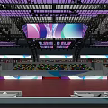 Gorgeous Themed Stage Design With Red Carpet For WDSF Asian Dancesport Festival In Spacious Stadium