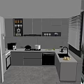 Modern Gray Kitchen Interior Design With Integrated Cabinets Countertop And Appliances