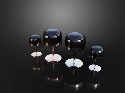 Modern Black Spherical Table Lamps With Metal Base And Reflection Effect 3d model