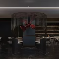 Luxurious Clubhouse Lobby Interior With Marble Floor Modern Grille Decoration Scenic Screen And Comfortable Seats
