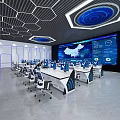Modern Monitoring Control Room Featuring Multiple Computer Screens And Large China Map