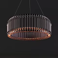 Modern Round Chandelier Featuring Hanging Vertical Crystal Strips And Warm Illumination