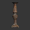 Traditional Wooden Furniture Candle Holder With Carved Multi Tiered Base And Ornate Design