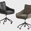 Modern Premium Leather Upholstered Swivel Office Chairs With Padded Armrests Adjustable Height And Rolling Casters