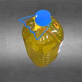 Large Yellow Condiment Bottle With Blue Cap And Label On Gray Background 3d model