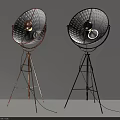 Modern Copper and Black Floor Lamp with Tripod Stand Round Shade Metal Frame