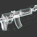 Assault Rifle Classic Design With Wooden Grip Stock Black Metal Parts And Magazine