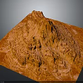 Orange Textured Terrain Model With Elevated Structure And Detailed Surface Features 3d model