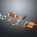 Essential Household Kitchen Supplies With Utensils Jars Cutting Board And Tools