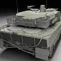 Detailed Military Armored Tank With Long Barrel Green Camouflage Turret Tracks And Armor
