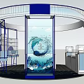 Blue Themed Round Specialty Store with Dolphin Ocean Design and Display Cabinets