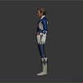 Man Wearing Blue and White Tight Suit With Red Belt White Gloves Diamond Boots