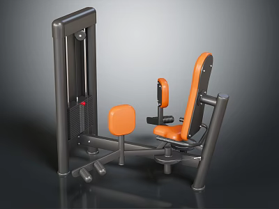 Seated Gym Fitness Training Machine With Black Metal Frame And Orange Padded Seat For Strength Workout 3d model