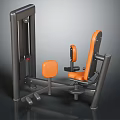 Seated Gym Fitness Training Machine With Black Metal Frame And Orange Padded Seat For Strength Workout