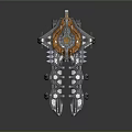 Futuristic Sci Fi Spaceship 3D Model With Orange Gray Armor And Spiked Design