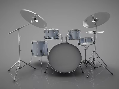Professional Drum Set Musical Instrument With Drums Cymbals And Metal Stands 3d model