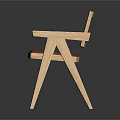 Modern Wooden Chair with Armrests Mesh Backrest and Orange Cushioned Seat